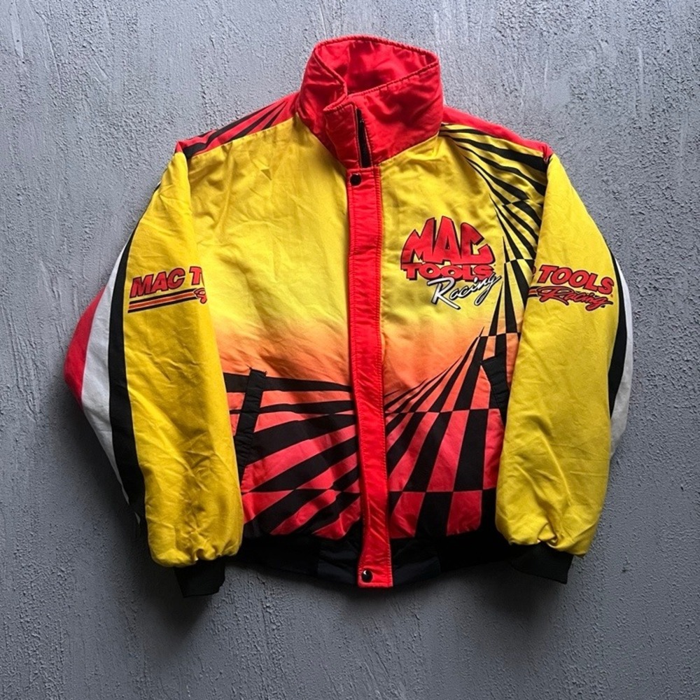 Vintage Swingster Mac Tools Racing Jacket Medium Yellow 90s USA Nascar